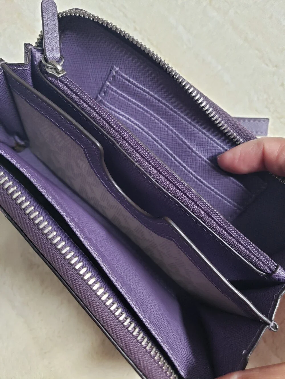 Michael Kors Purple Quilted Zip-Around Wristlet Wallet